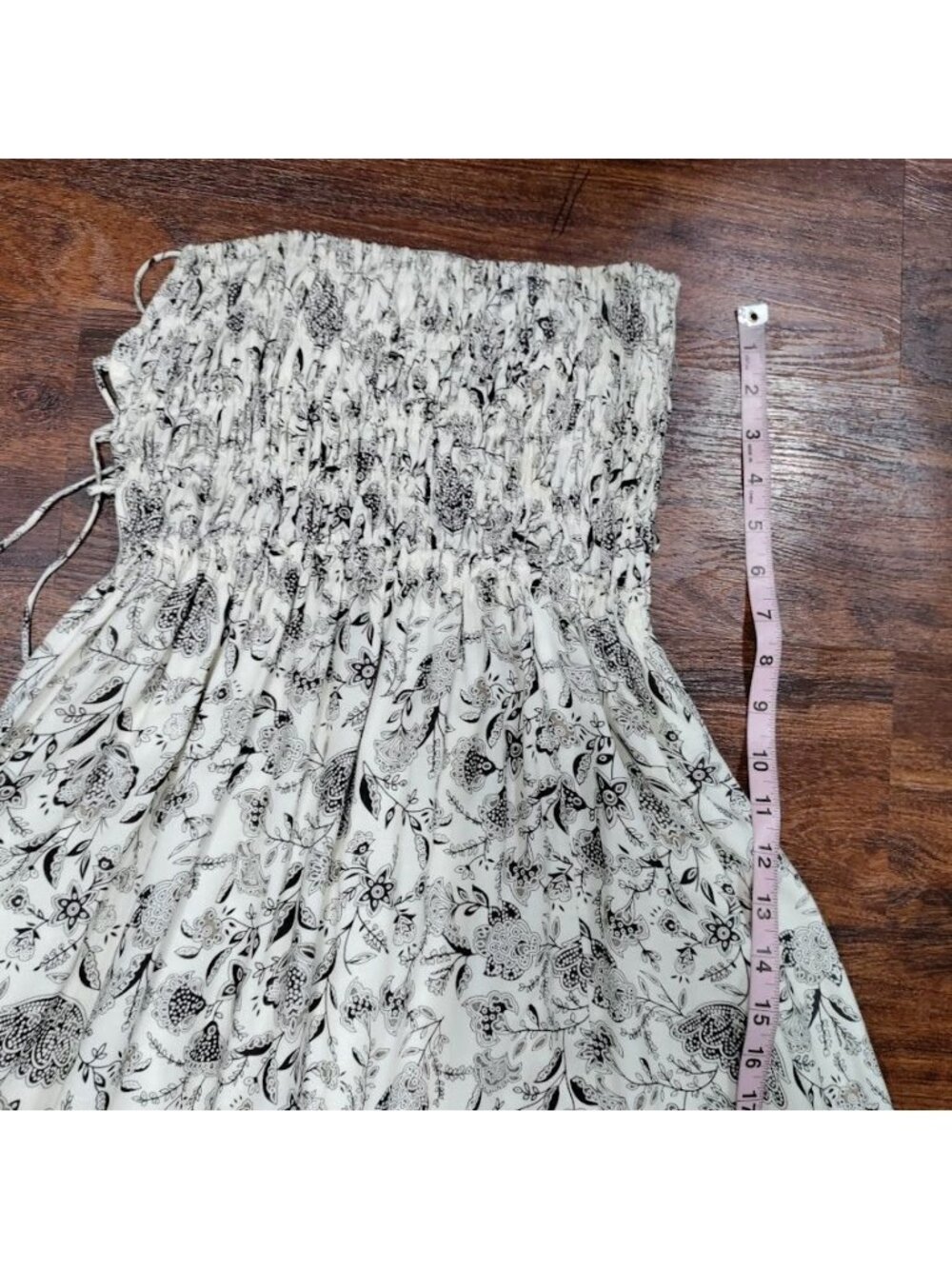 ASTR the Label Floral Print Maxi Linen Dress With Smocked Bodice Back Tie S - Picture 7 of 11